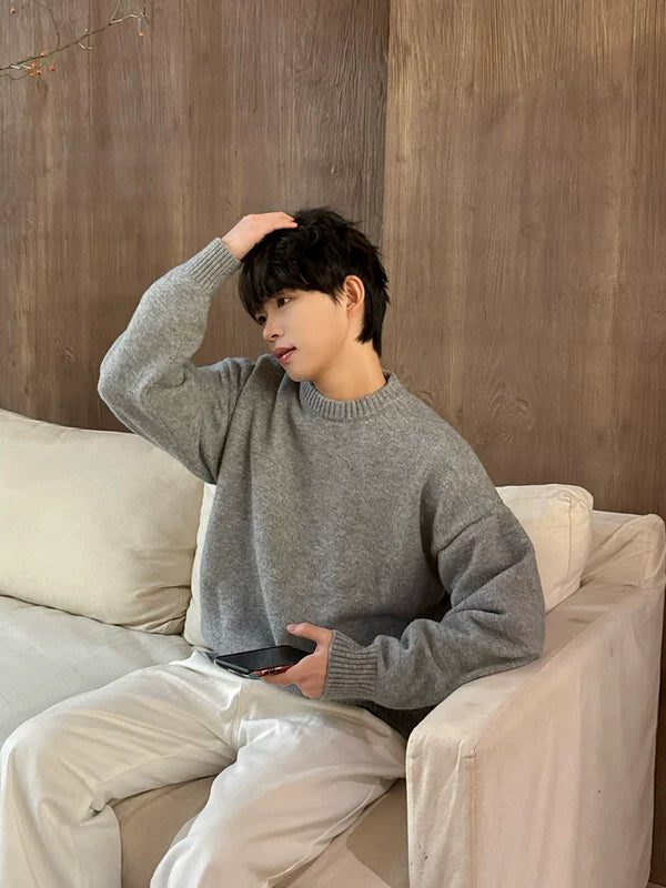 Wool Blend Crew Neck Oversized Sweater 2