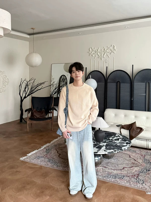 Wool Blend Crew Neck Oversized Sweater 3