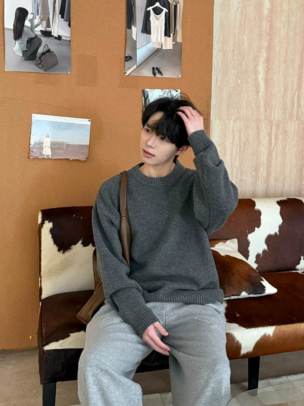 6183622631956,6183622631957,6183622631958,6183622631959, Wool Blend Crew Neck Oversized Sweater