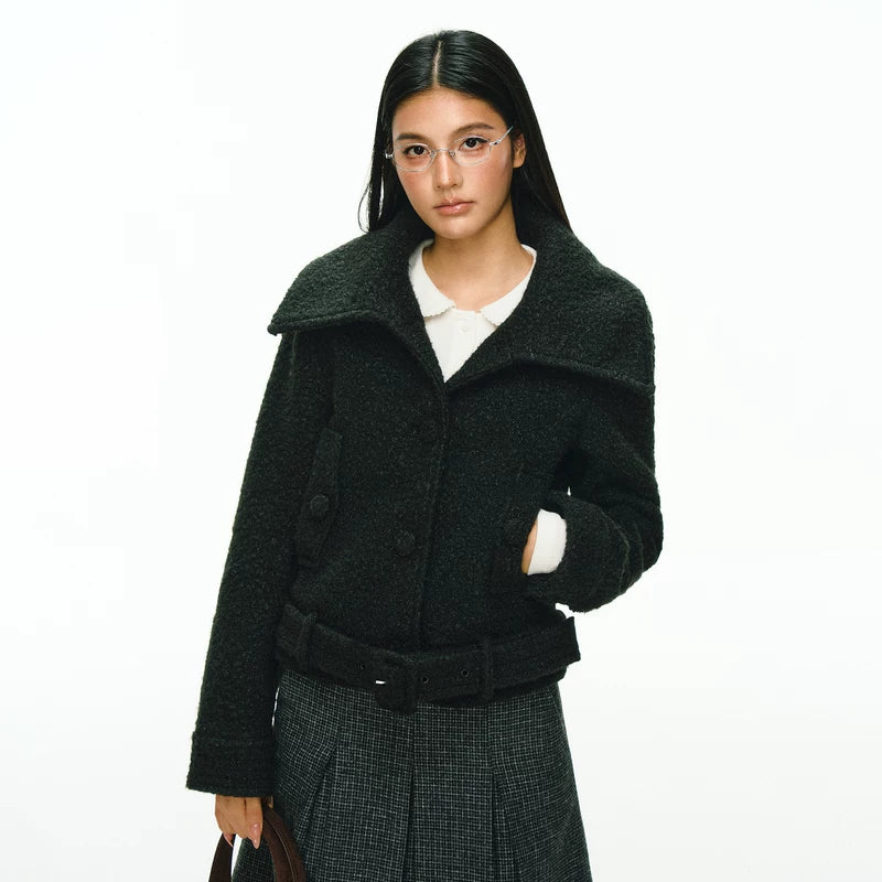 Wool Blend Short Belted Jacket 2