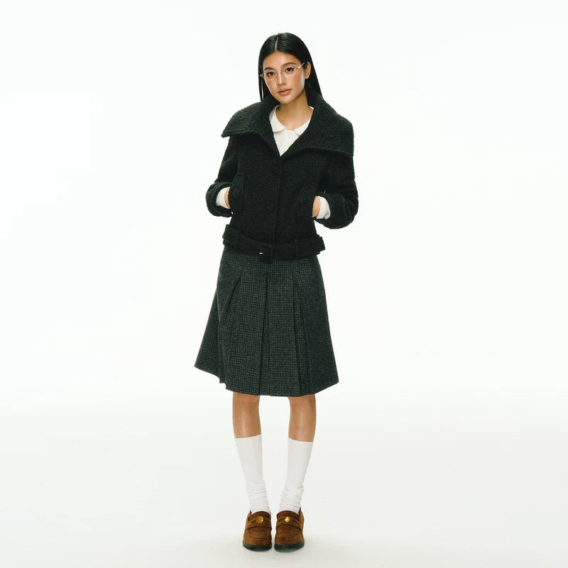 Wool Blend Short Belted Jacket 4