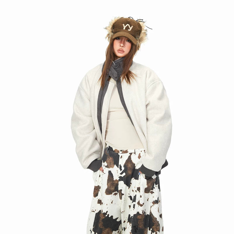 ,1627207:28322,6166965390862,1627207:28322,6166965390865,1627207:28322,6166965390864,1627207:28322,6166965390863,6166965390862,6166965390865,6166965390864,6166965390863, Wool Blend Stand Collar Bomber Jacket