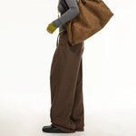 Wool Blend Wide Leg Drawstring Sweatpants 3
