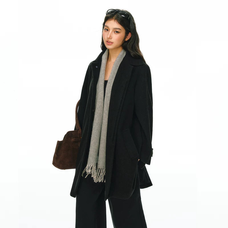 Wool Button-Front Long Coat 2