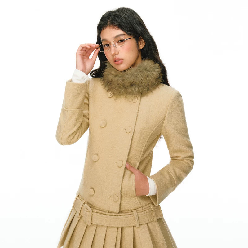 Wool Coat and Pleated Skirt Set 4