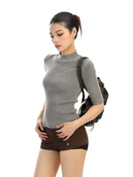 Wool Ribbed Mock Neck Knit Top 2