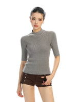 6029195120865,6029195120866,6029195120867, Wool Ribbed Mock Neck Knit Top