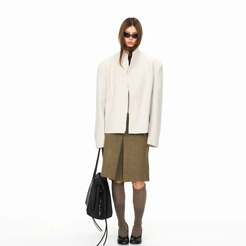 Wool Stand Collar Short Jacket 4