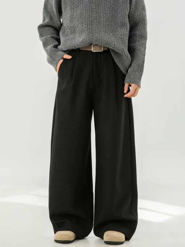 Wool Wide Leg Casual Suit Pants 3