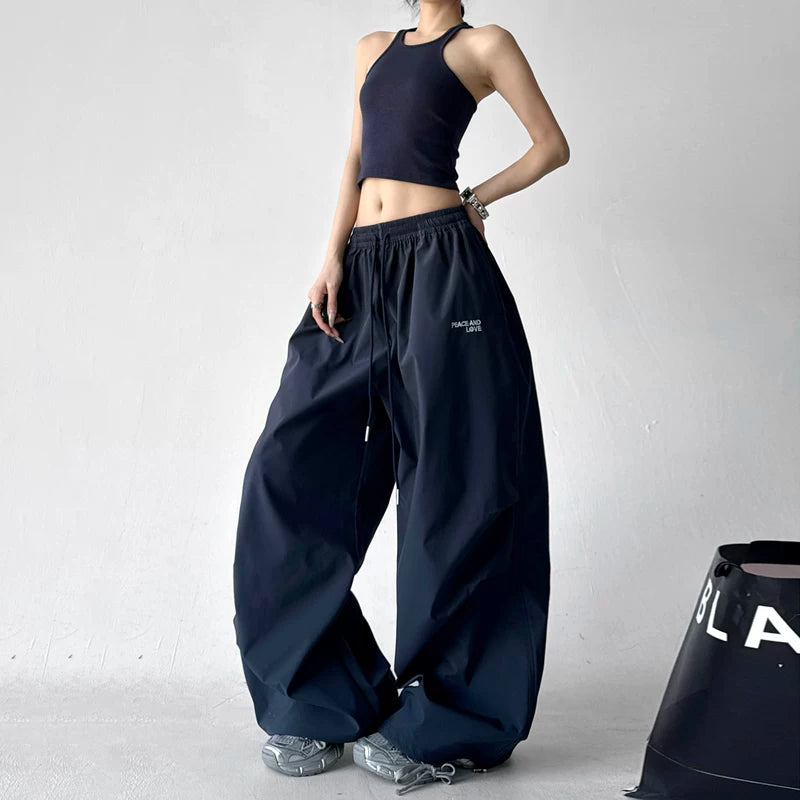 Workwear Drawstring Oversized Wide-Leg Pants 2