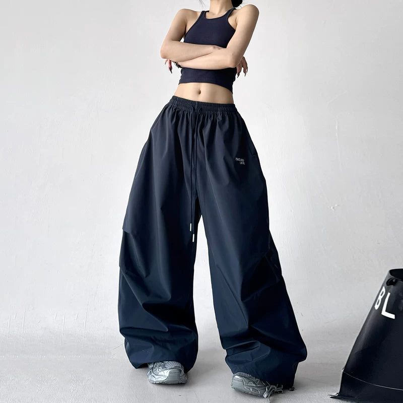Workwear Drawstring Oversized Wide-Leg Pants 3