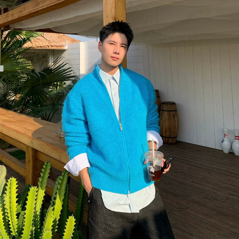 6184157991681,6184157991682,6184157991683, Zip Front Fuzzy Knit Cardigan Sweater