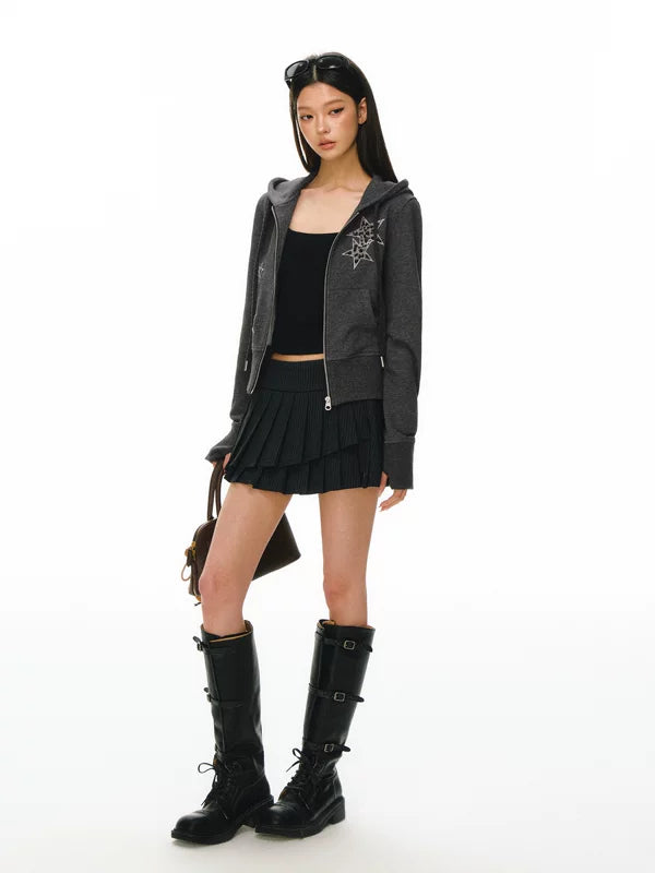 Zip-Up Hoodie Jacket with Star Print 5