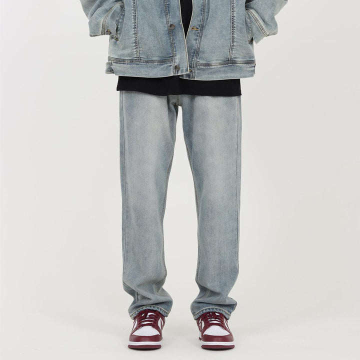 Basic Washed Blue Straight Jeans