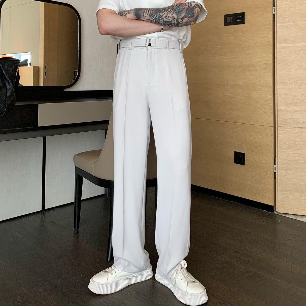 Belted Pleated Pants