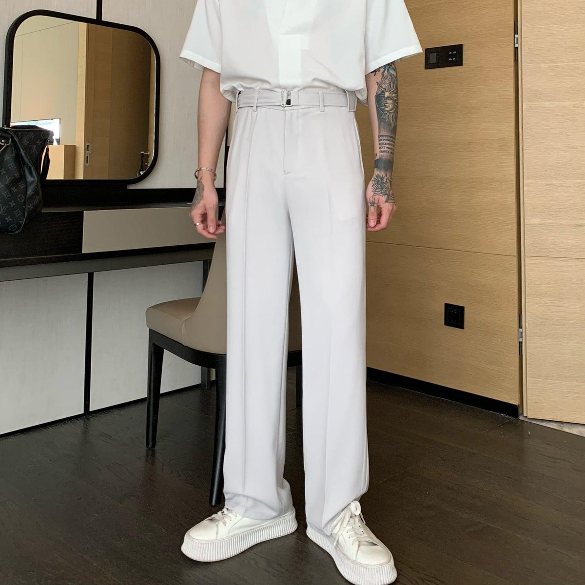 Belted Pleated Pants