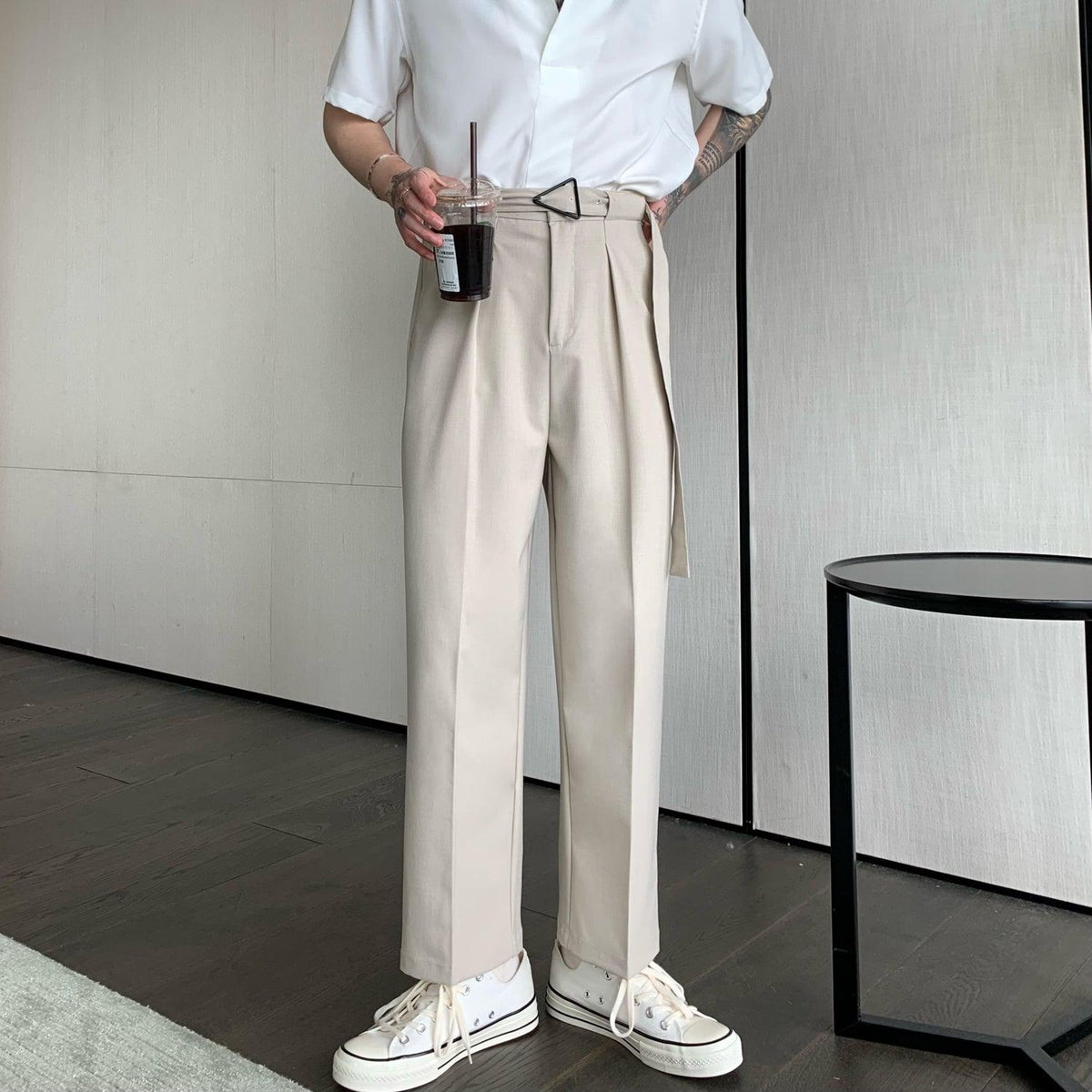 Belted Pleated Pants