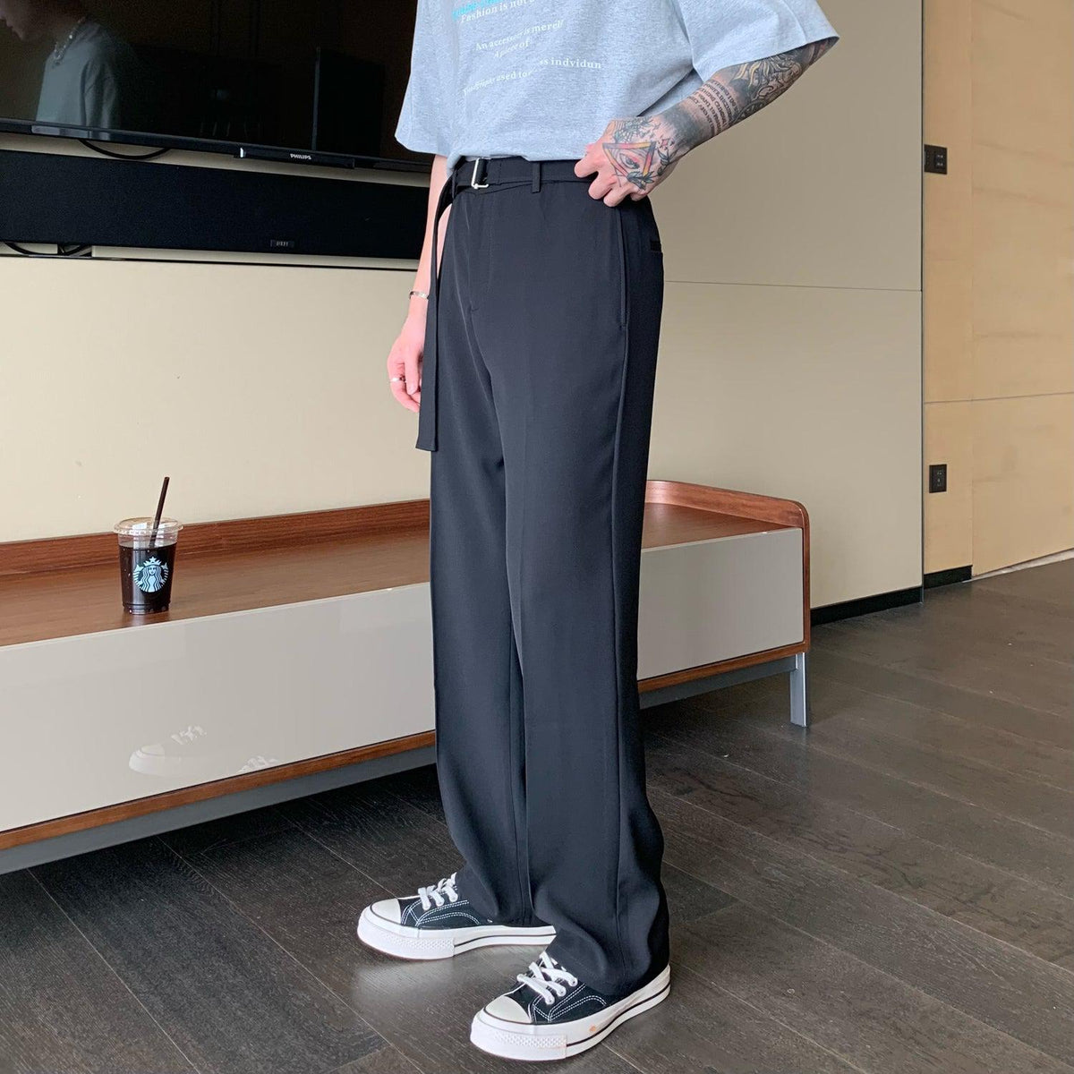 Belted Pleated Pants