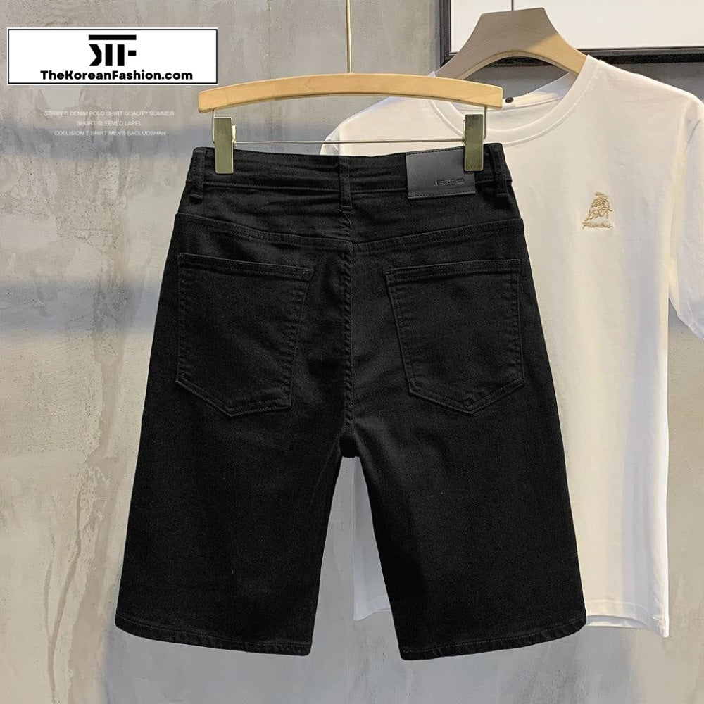 Black Basic Denim Shorts