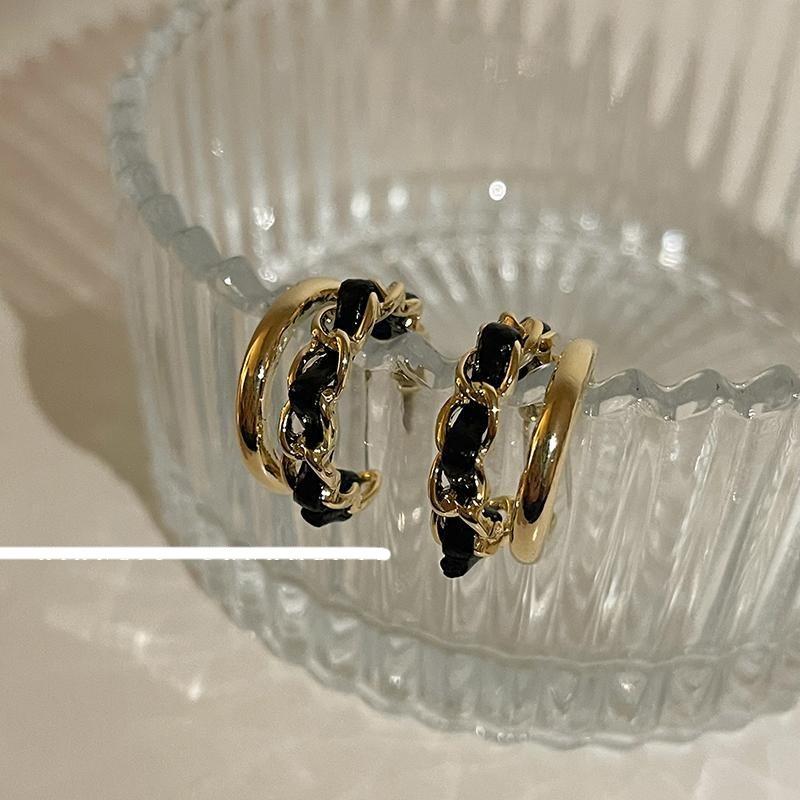 Black C-Shaped Earrings