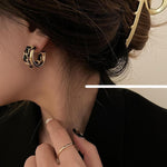 Black C-Shaped Earrings