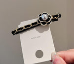 Black Camellia Hair Barrettes