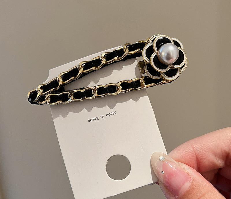 Black Camellia Hair Barrettes