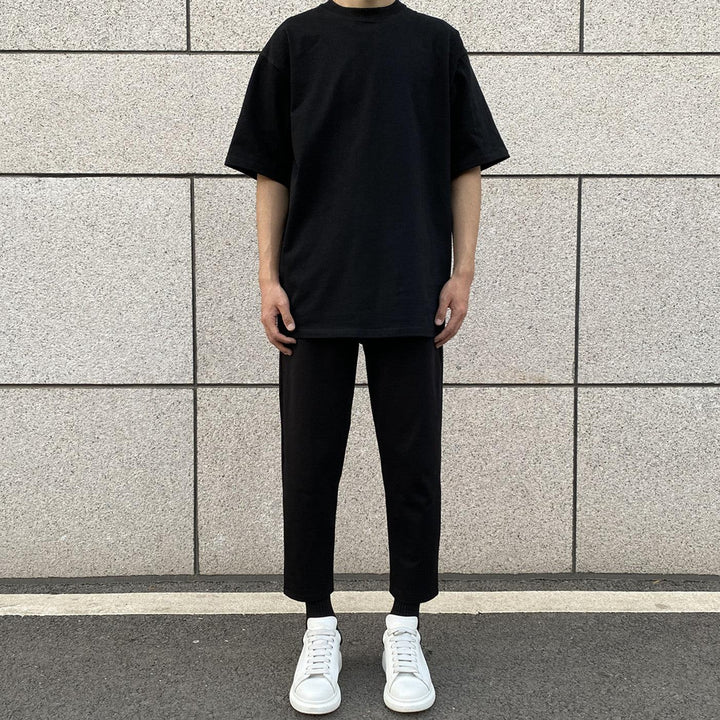 Black Cropped Slim Fit Pants