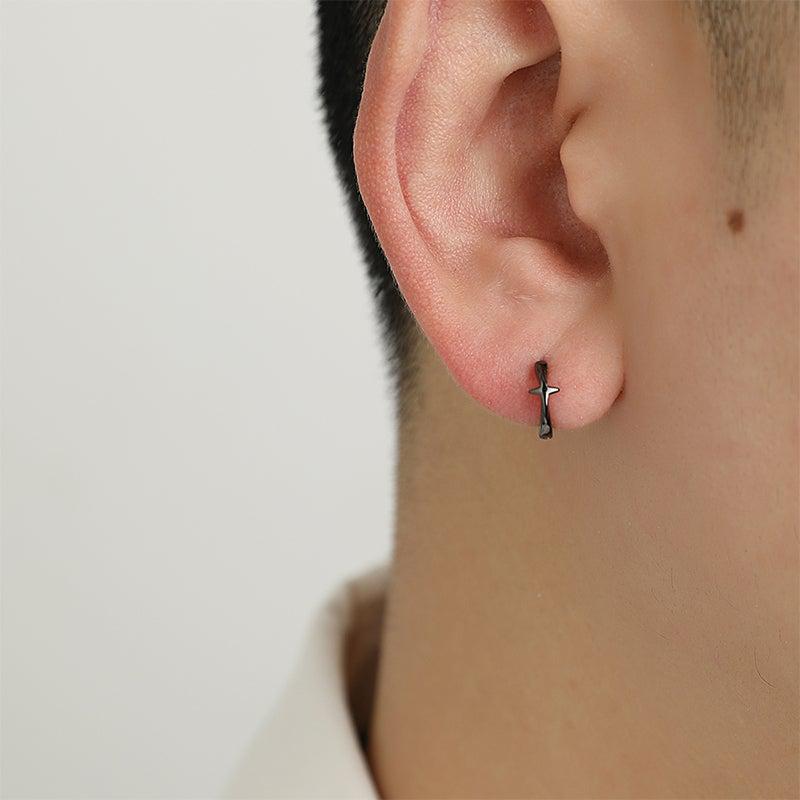 Black Cross Hoop Earrings