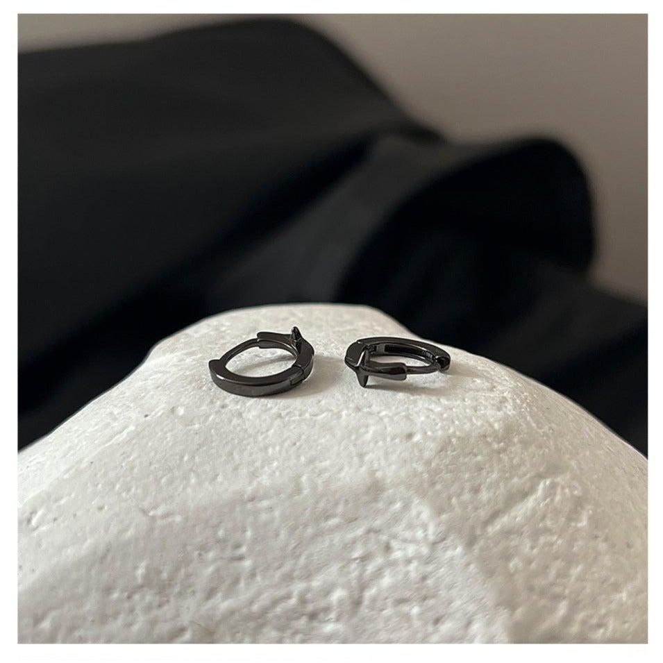 Black Cross Hoop Earrings