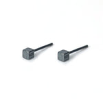Black Cube Stud Earrings