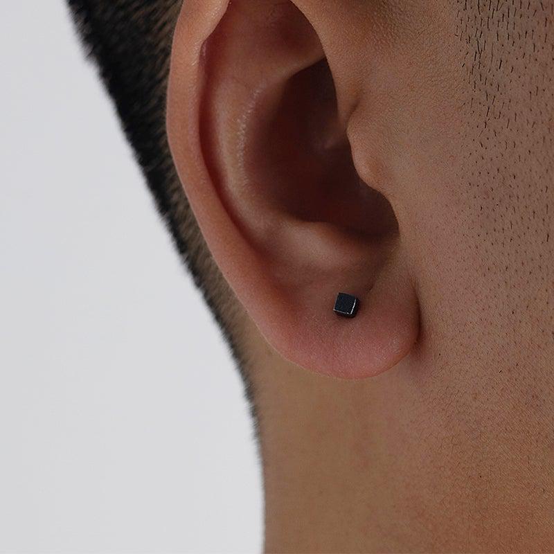 Black Cube Stud Earrings