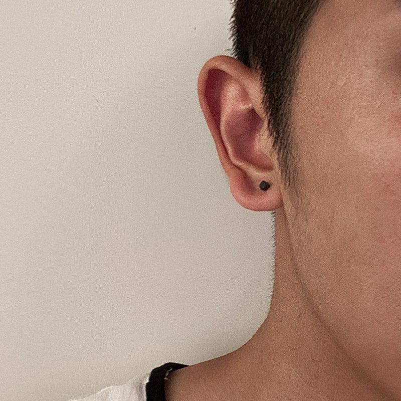 Black Cube Stud Earrings