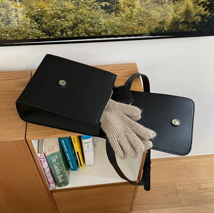 Black Faux Leather Crossbody Bag