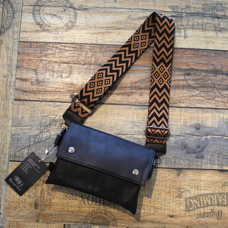 Black Faux Leather Crossbody Bag