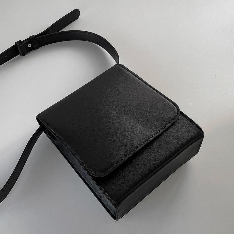Black Faux Leather Crossbody Bag