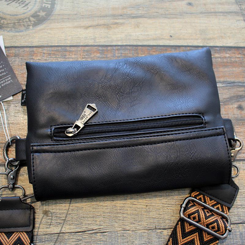 Black Faux Leather Crossbody Bag