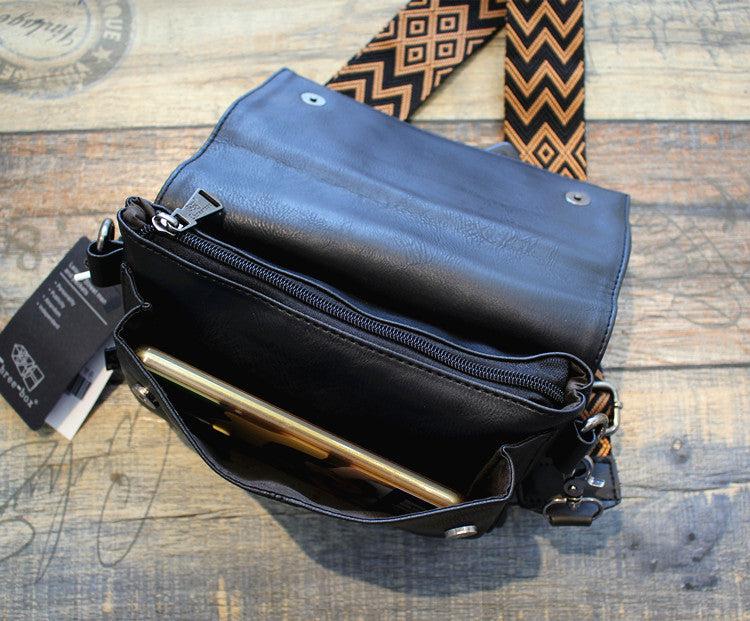 Black Faux Leather Crossbody Bag