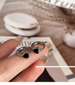 Black Heart Hoop Earrings