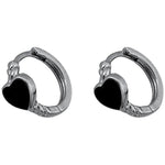 Black Heart Hoop Earrings