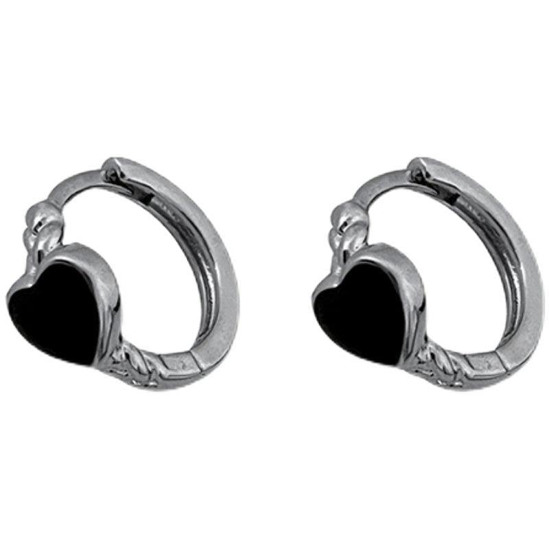Black Heart Hoop Earrings