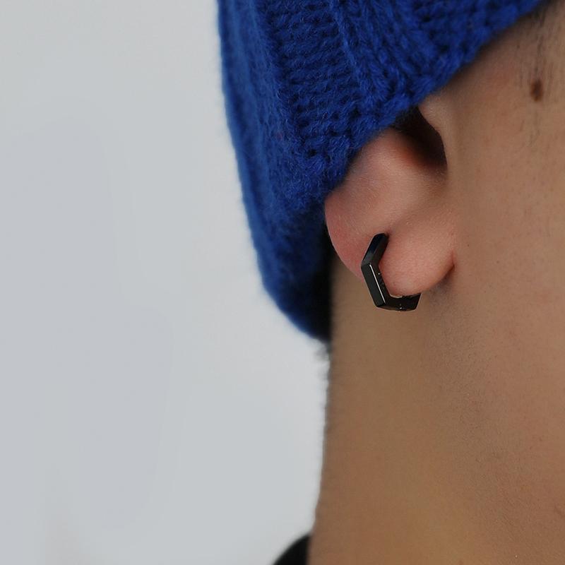 Black Hexagon Earrings