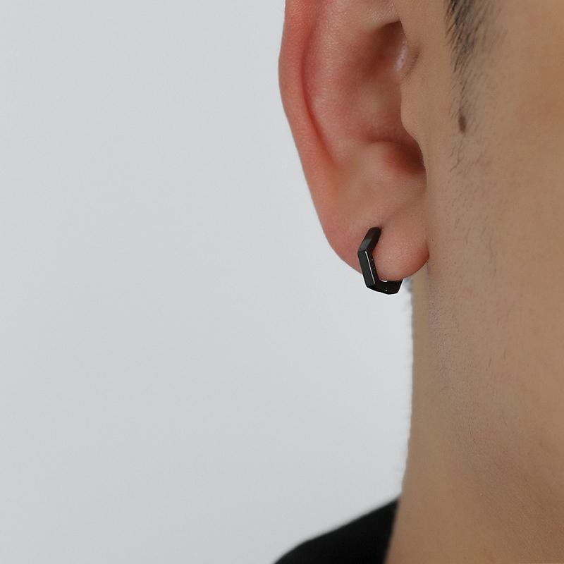 Black Hexagon Earrings