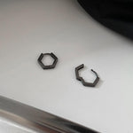 Black Hexagon Earrings