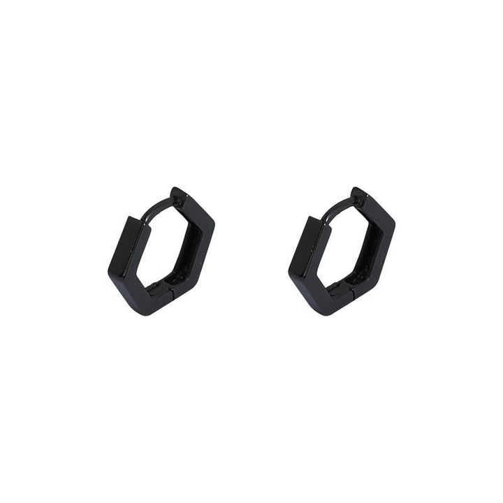 Black Hexagon Earrings