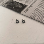 Black Hollow Round Stud Earrings