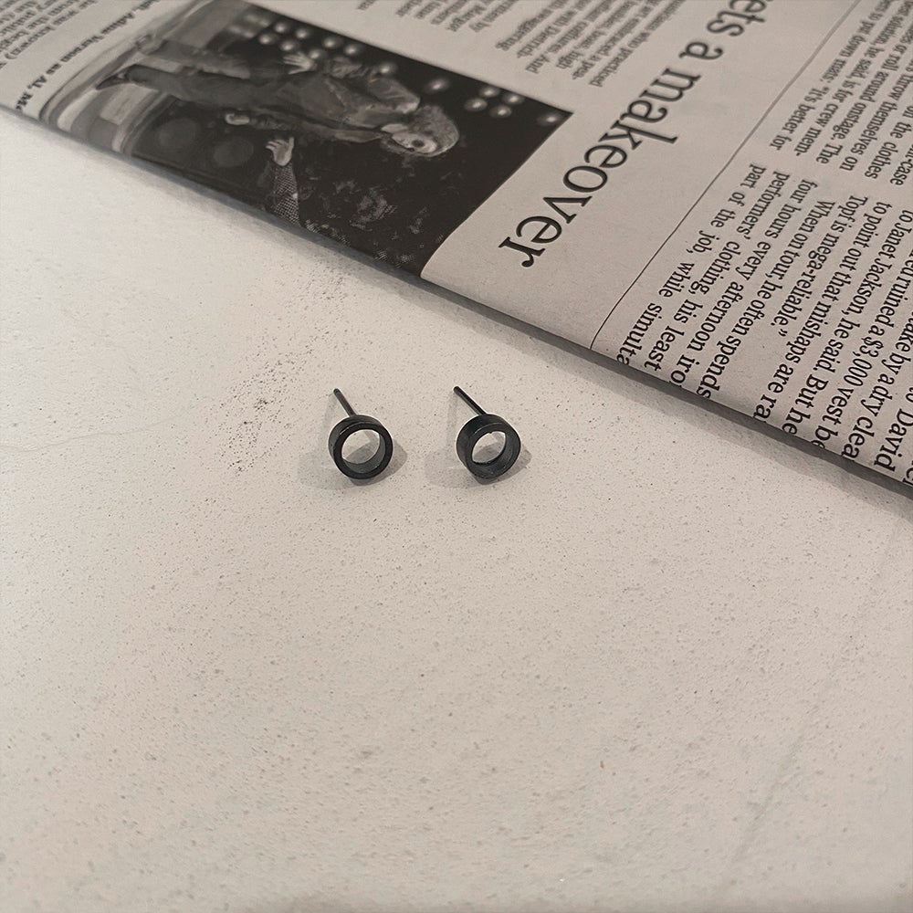 Black Hollow Round Stud Earrings