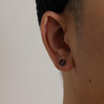Black Hollow Round Stud Earrings