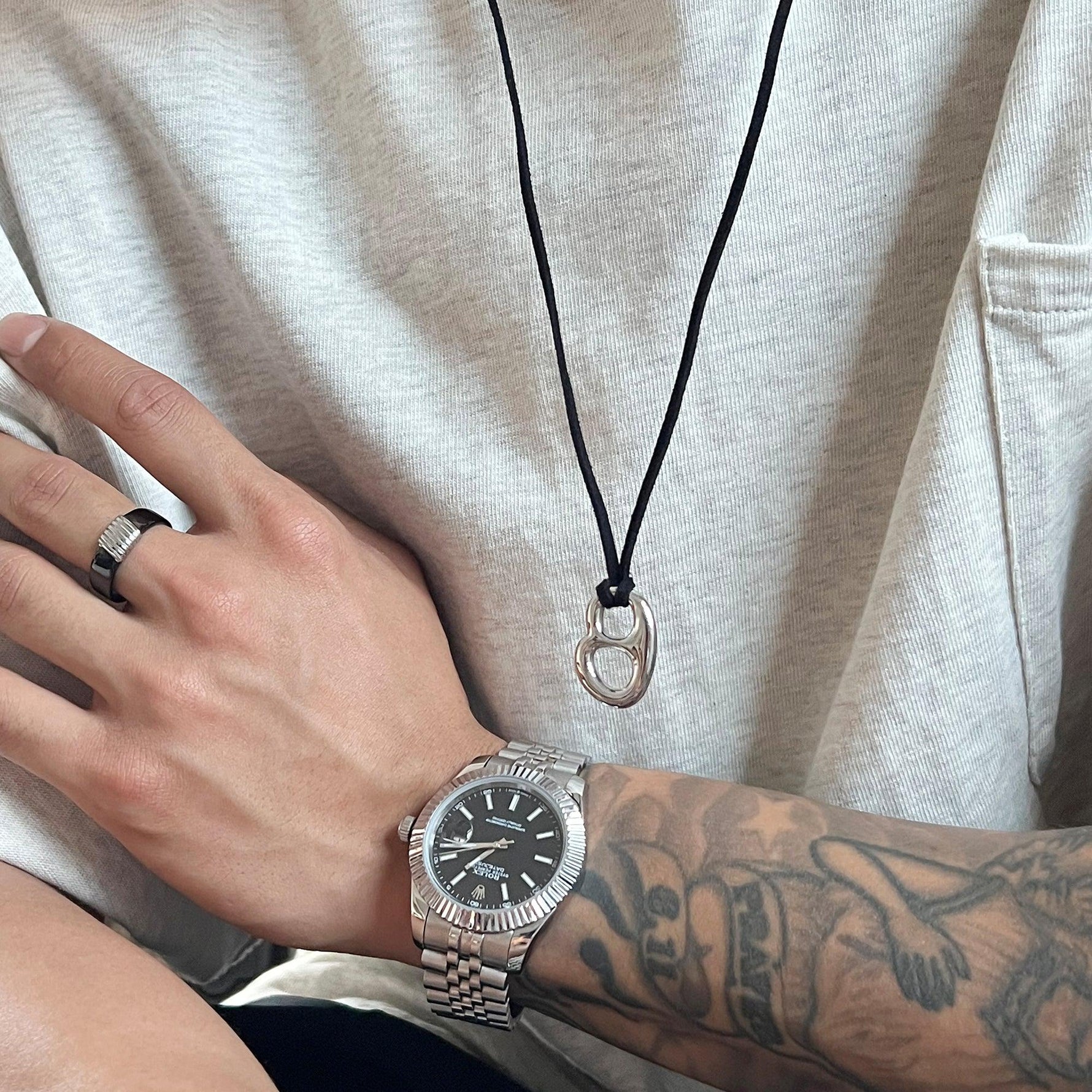 Black Leather Rope Necklace