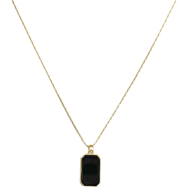 Black Square Pendant Necklace